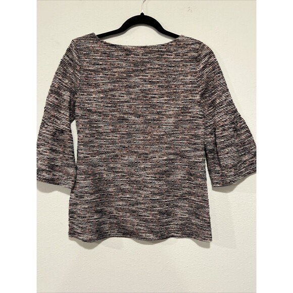 Ann Taylor LOFT Tweed Flare 3/4 Bell Flare Sleeve Blouse XS Corporate CorpCore - Picture 8 of 12